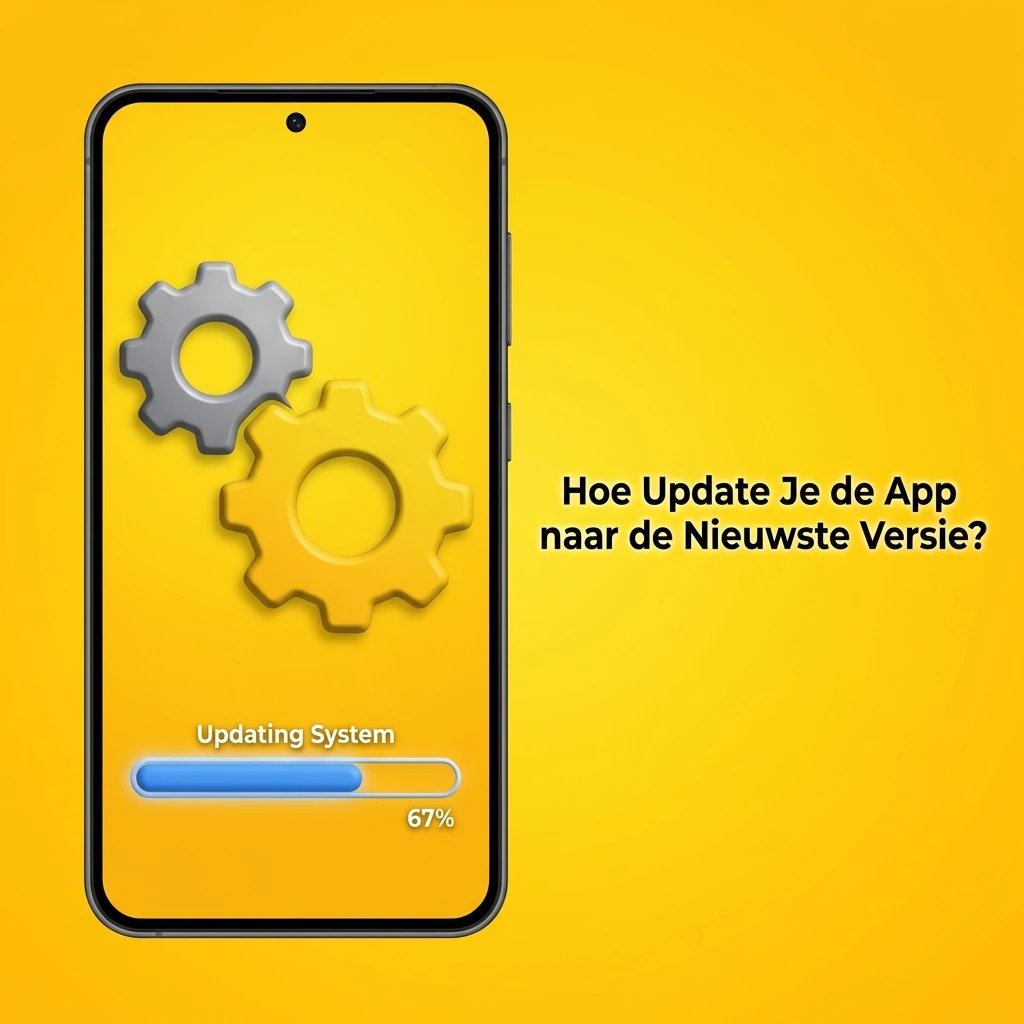 Smartphone met app-updatemelding op scherm, stappen voor Android APK en iOS PWA update