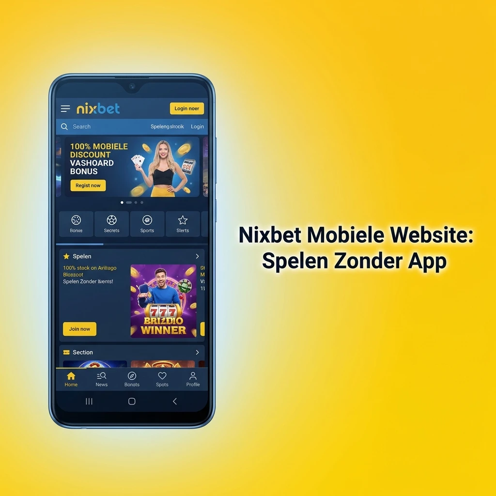 Nixbet mobiele website op smartphone en tablet, spelen zonder app via browser met volledig responsief ontwerp