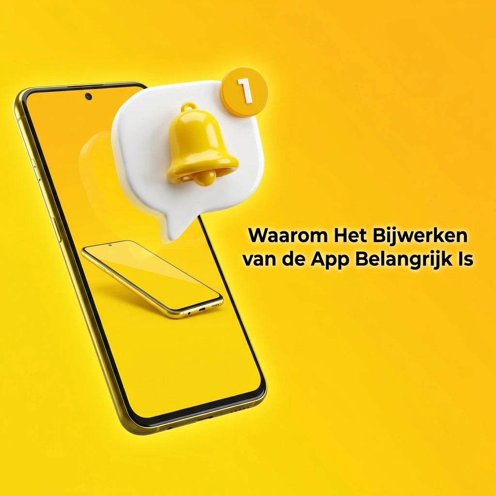 Smartphone met app-update melding voor betere prestaties, beveiliging en stabiele spelervaring op gelicentieerd platform