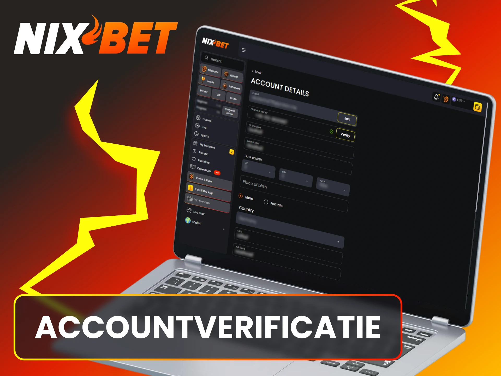Doorloop de accountverificatie bij Nixbet voor een veilige afhandeling van winsten.
