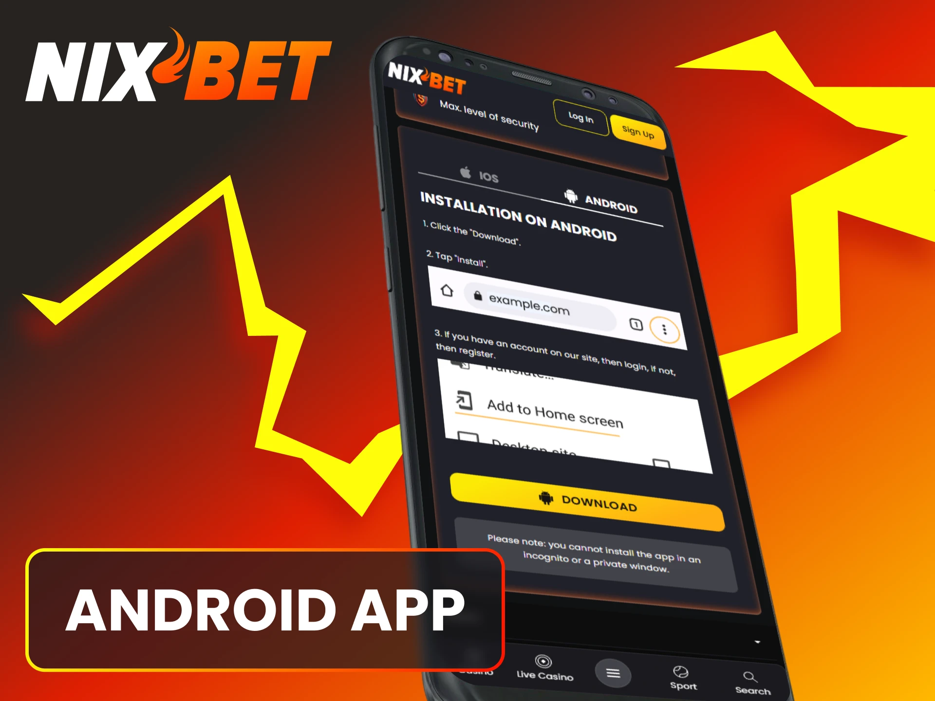 Start de Android app download van Nixbet voor optimaal mobiel speelplezier.