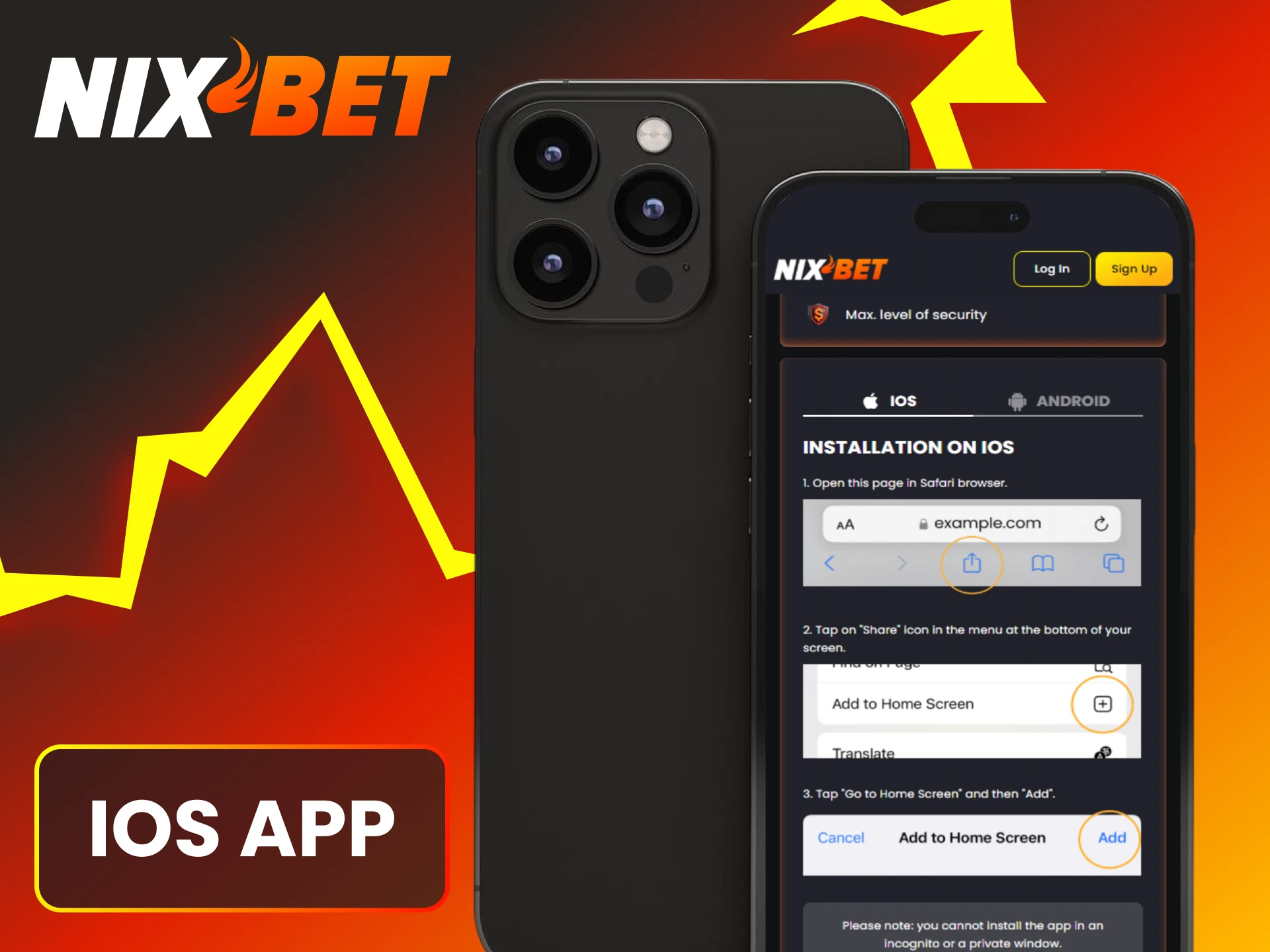 Gebruik de iOS app van Nixbet op je iPhone of iPad voor snelle actie.