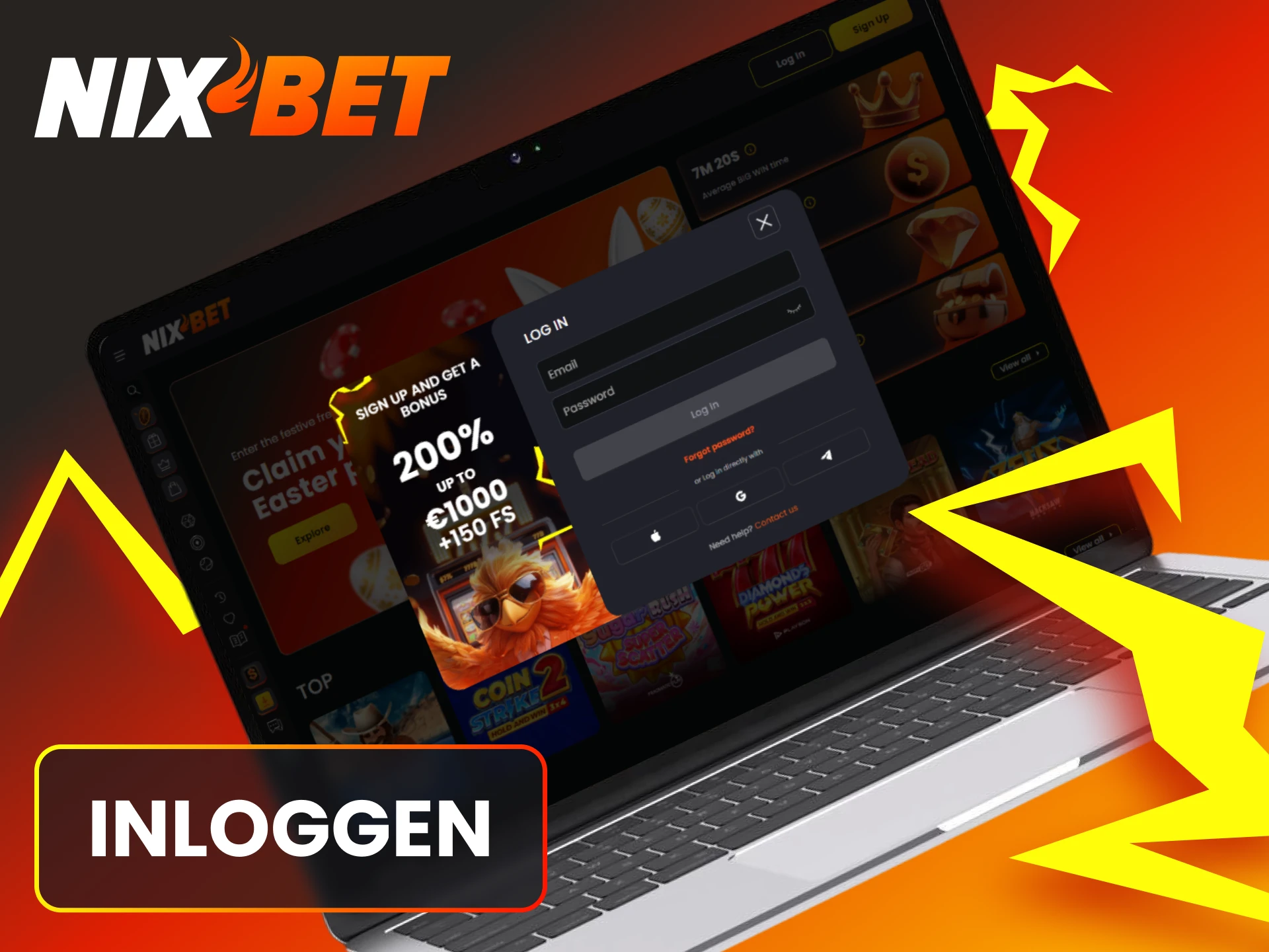 Gebruik de beveiligde toegang voor het inloggen bij je Nixbet account.