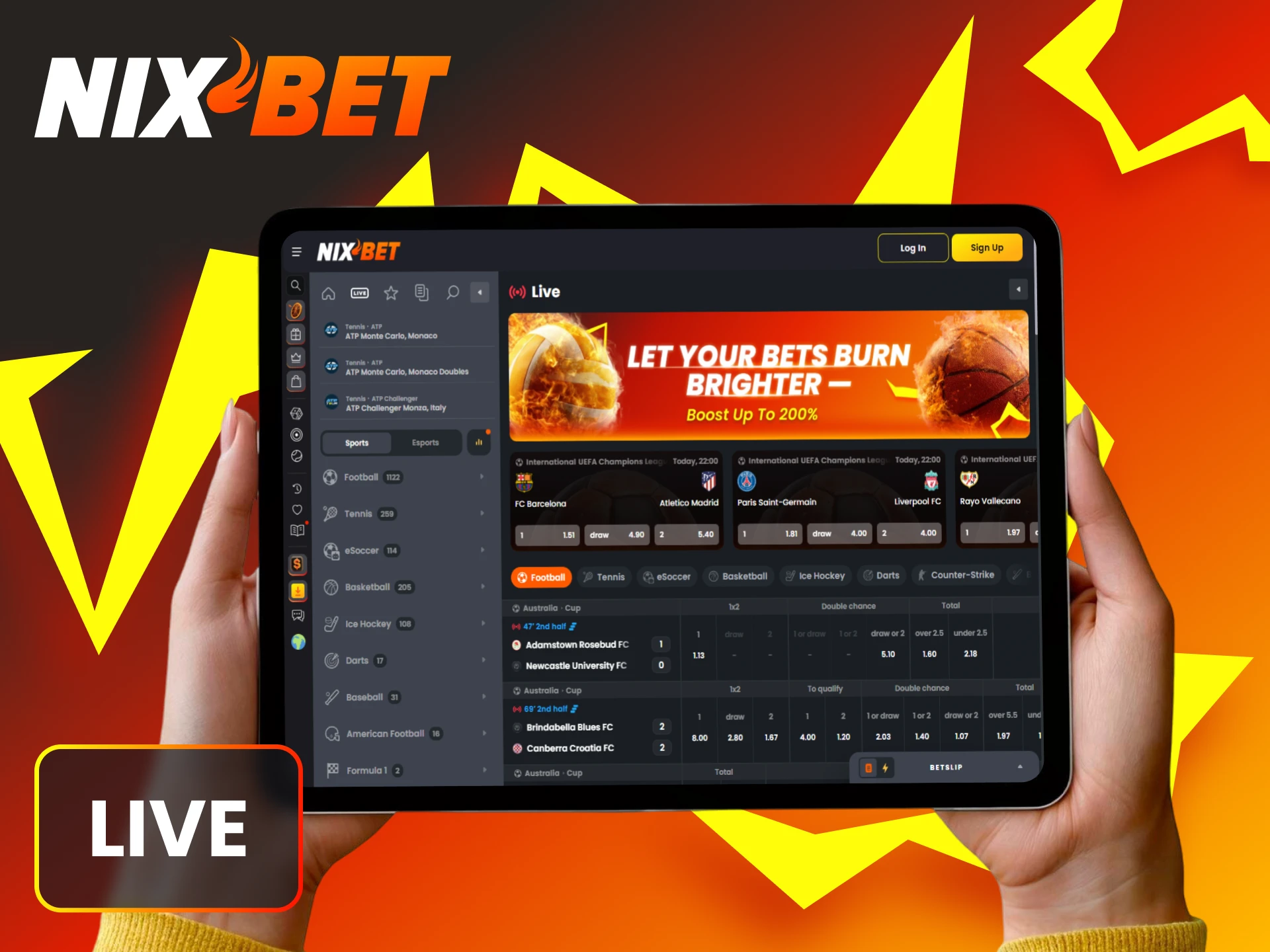 Ervaar de spanning van live weddenschappen bij Nixbet met realtime.