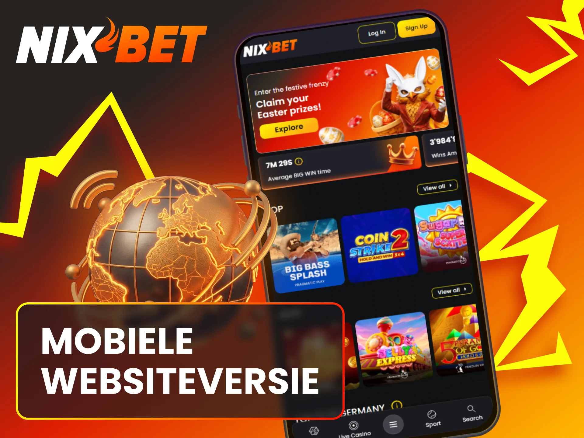 Speel overal via de geoptimaliseerde mobiele websiteversie van Nixbet.