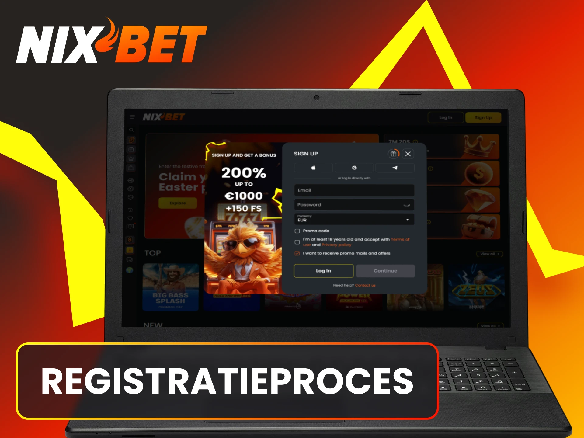 Volg het eenvoudige registratieproces bij Nixbet en start direct met spelen.