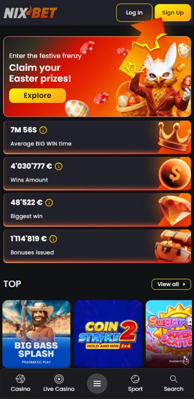 Maak via de registratieknop op deze pagina een nieuw account aan voor het live casino van Nixbet.